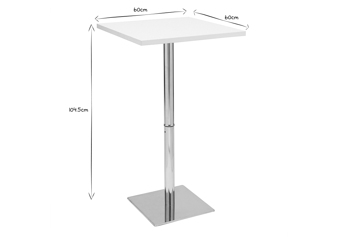 Table de bar design carr�e blanche L60 cm JACK