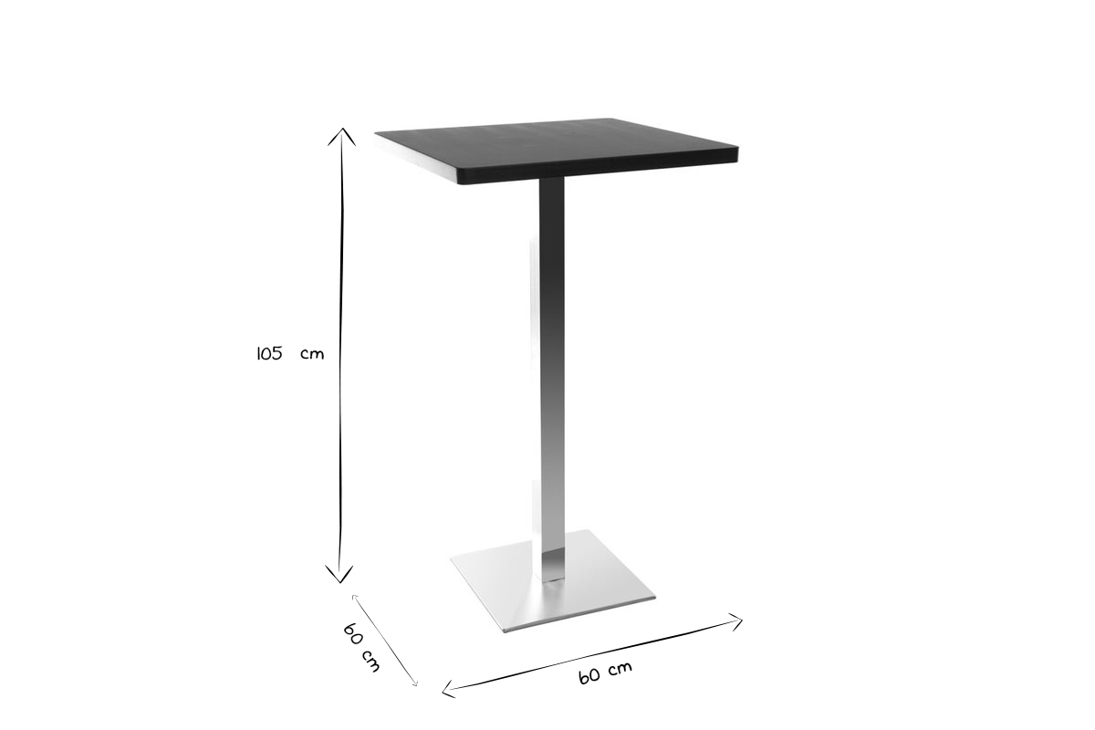 Table de bar design carr�e noire L60 cm JORY