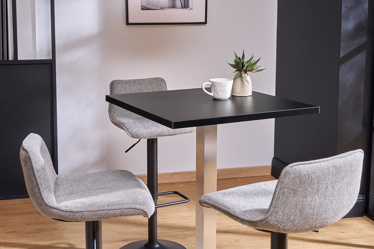 Table de bar design carr�e noire L60 cm JORY