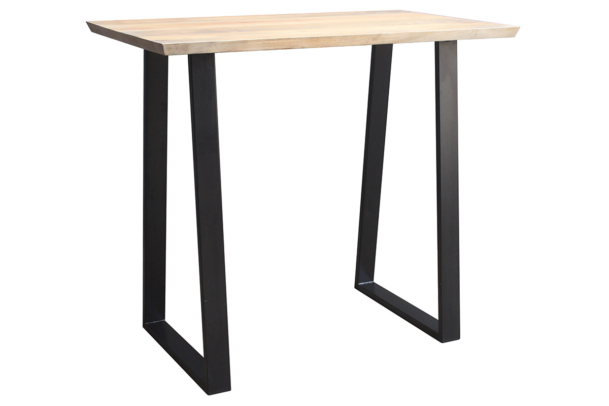 Table de bar en bois manguier massif et m�tal noir L120 cm VIJAY