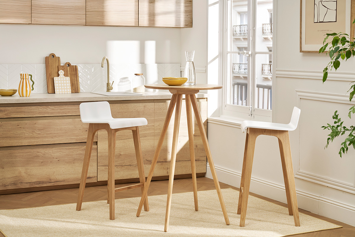 Table de bar ronde scandinave bois L60 cm NORDECO