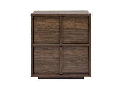 Table de chevet 2 tiroirs finition bois fonc&eacute; noyer LOTHAIRE