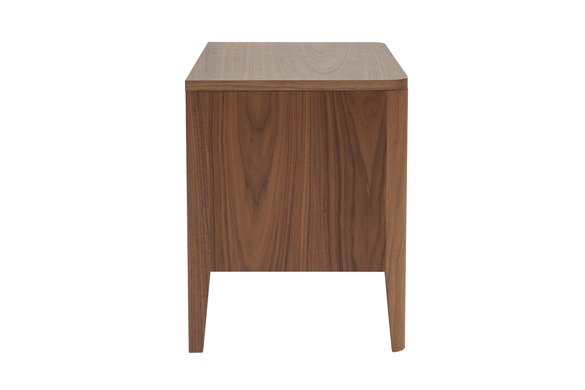 Table de chevet avec rangements 2 tiroirs bois fonc� noyer BENJA