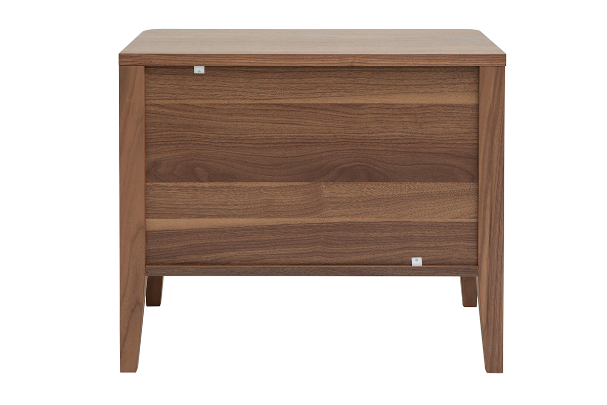 Table de chevet avec rangements 2 tiroirs bois fonc� noyer BENJA