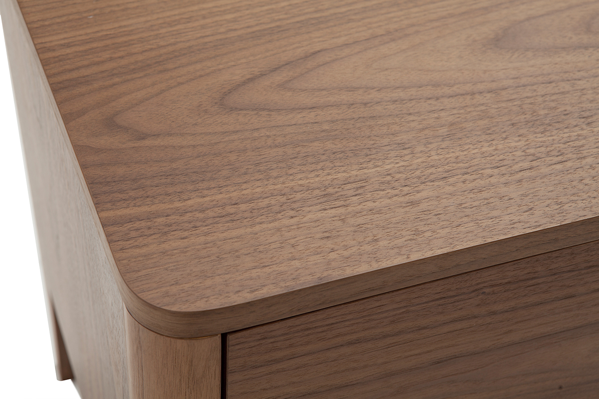 Table de chevet avec rangements 2 tiroirs bois fonc� noyer BENJA