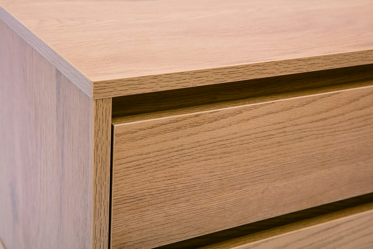Table de chevet avec rangements 2 tiroirs finition bois clair ch�ne ARAGON