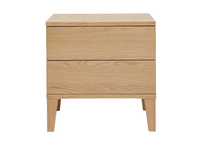 Table de chevet avec rangements 2 tiroirs scandinave bois clair ch&ecirc;ne FREDDY