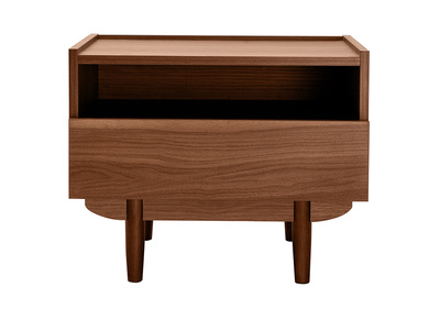 Table de chevet avec rangements finition bois fonc&eacute; noyer SANAA