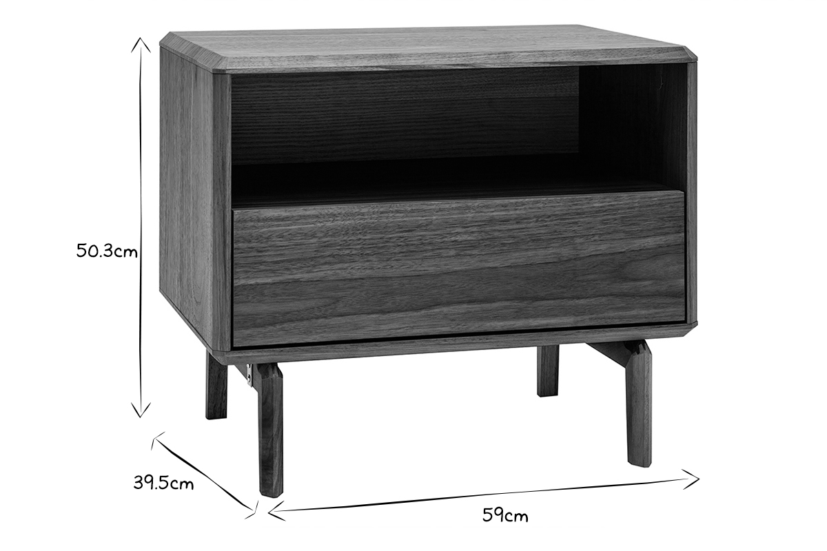 Table de chevet bois fonc� noyer SUVA