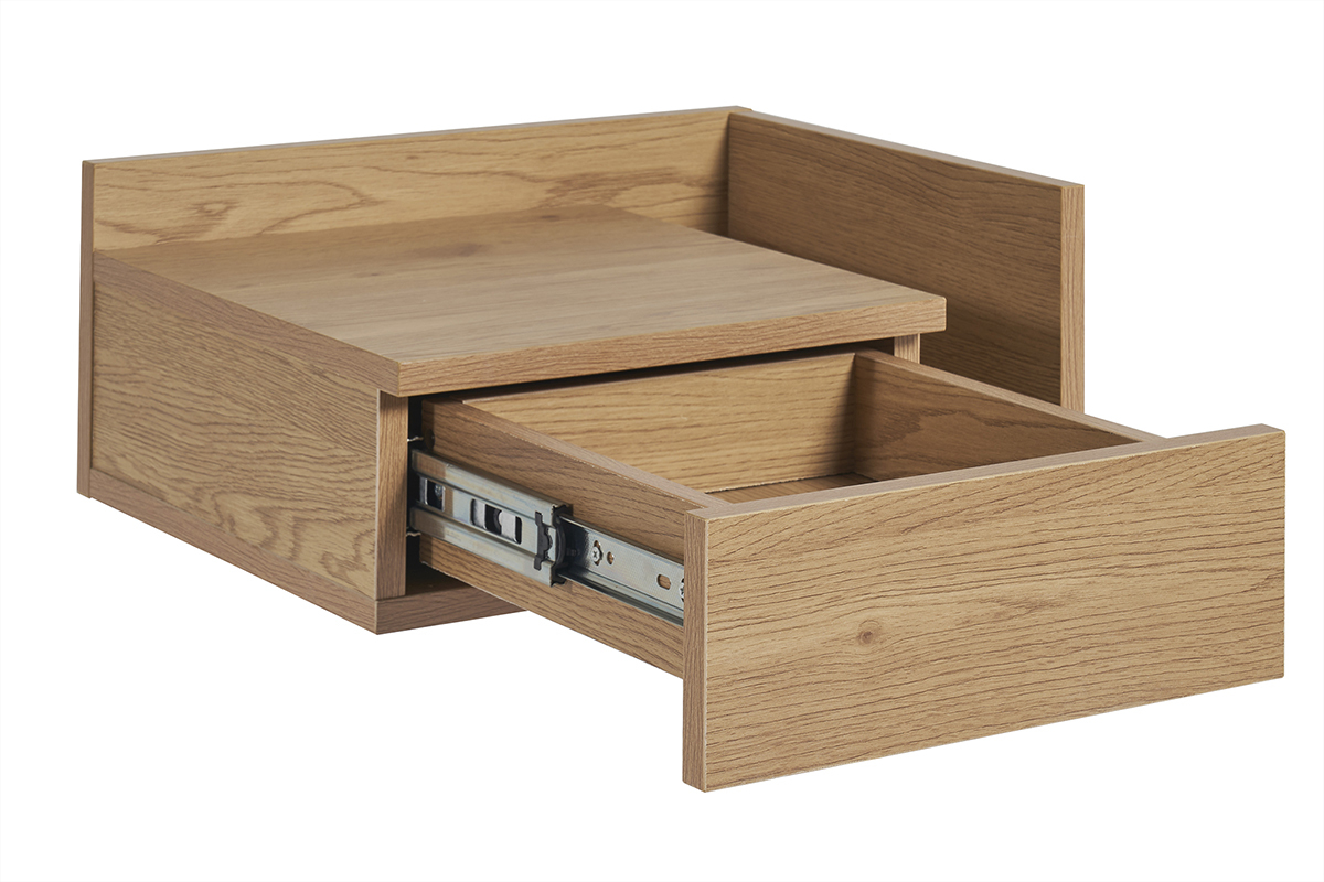 Table de chevet murale finition bois ch�ne clair avec tiroir NASTY