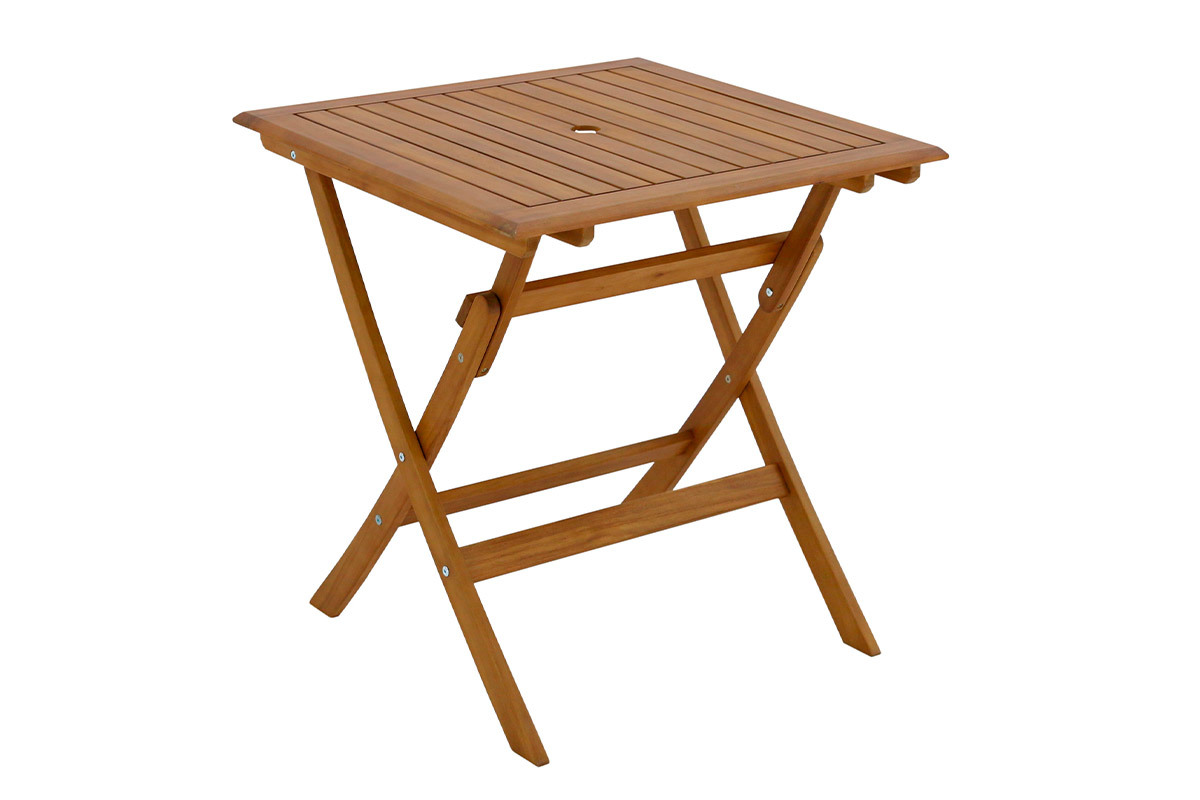 Table de jardin carr�e pliante en bois massif L70 cm FUEGO