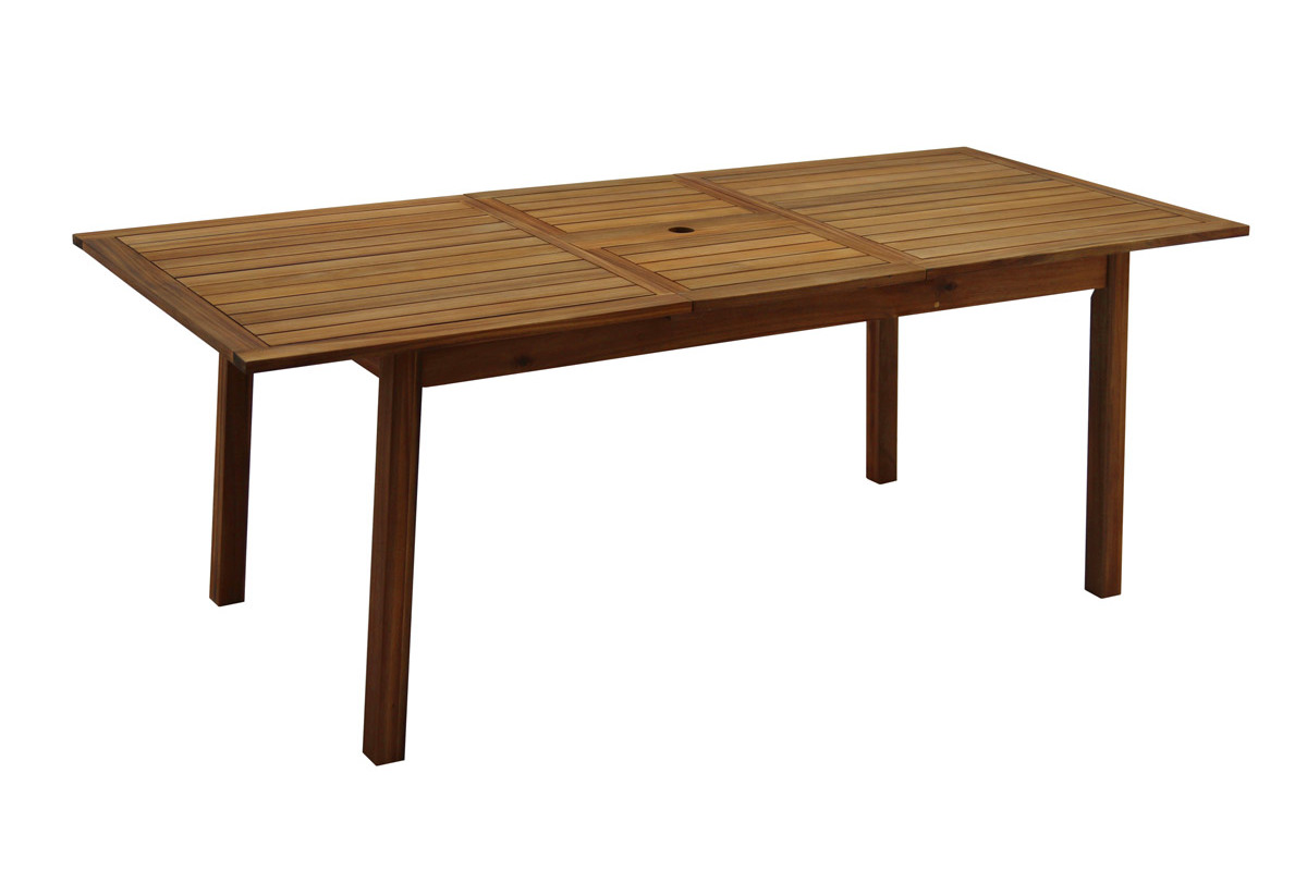 Table de jardin extensible rallonges int�gr�es en bois massif L160-210 cm MAYEL