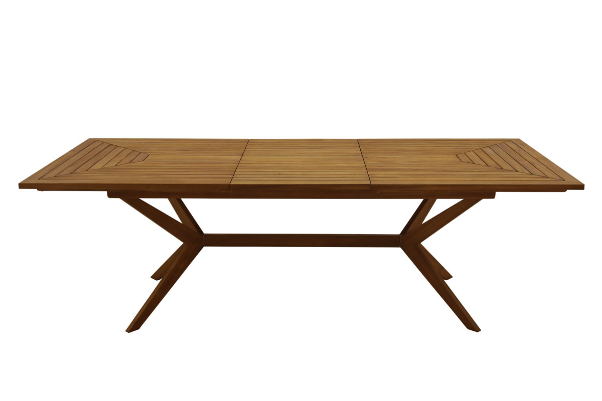 Table de jardin extensible rallonges int�gr�es en bois massif L180-240 cm SANTO