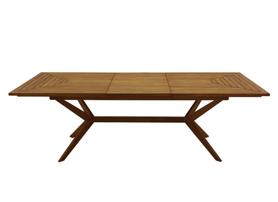 Table de jardin extensible rallonges int&eacute;gr&eacute;es en bois massif L180-240 cm SANTO