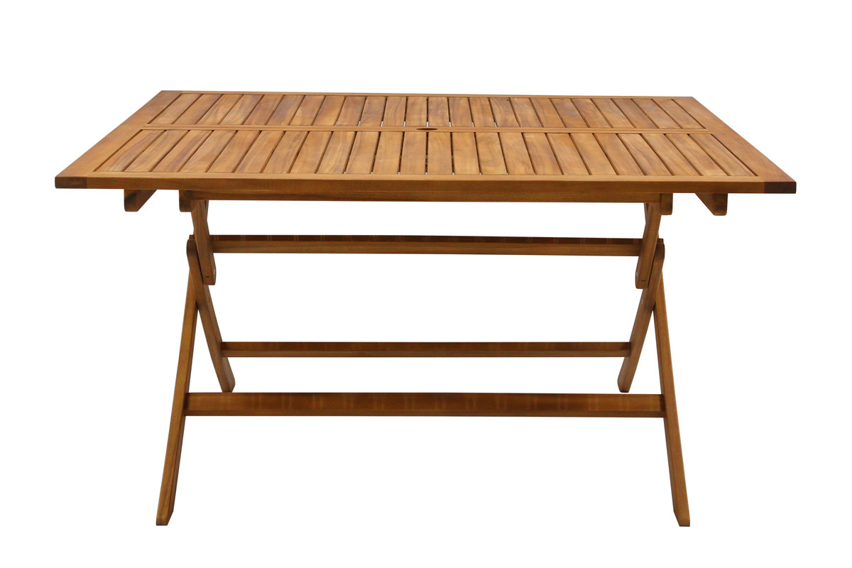 Table de jardin pliante carr�e en bois massif L140 cm SANTIAGO