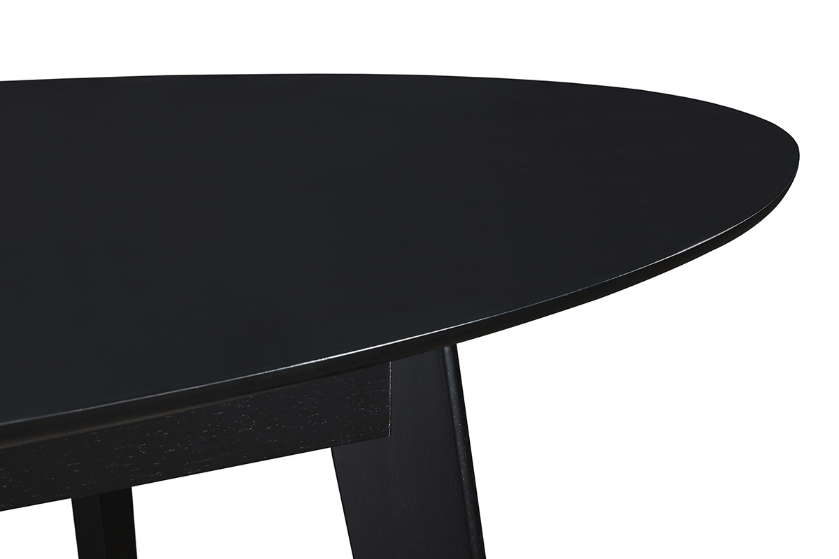 Table extensible rallonges int�gr�es ovale en bois noir L160-200 cm MARIK