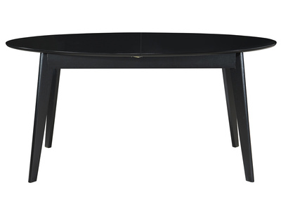 Table extensible rallonges int&eacute;gr&eacute;es ovale en bois noir L160-200 cm MARIK