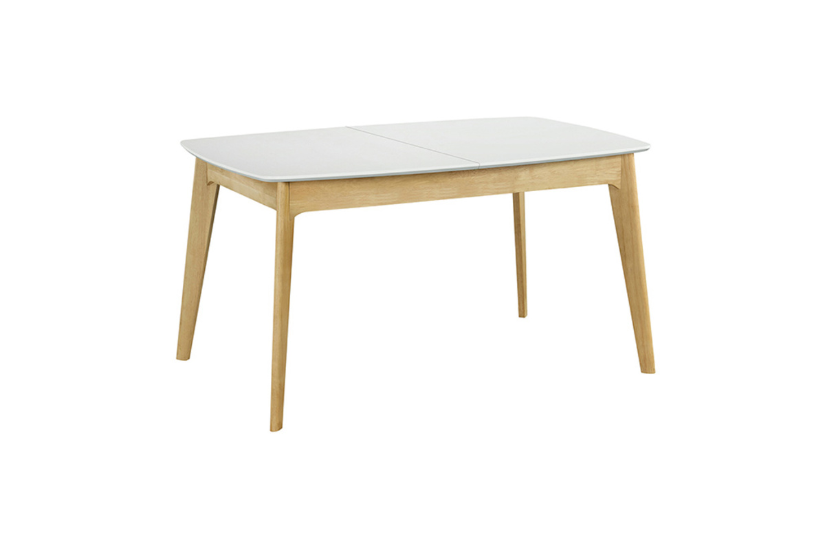 Table extensible rallonges int�gr�es rectangulaire blanc et bois L140-180 cm MEENA