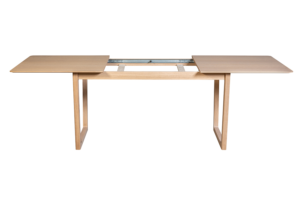 Table extensible rallonges int�gr�es rectangulaire bois clair ch�ne L160-240 cm LAHO