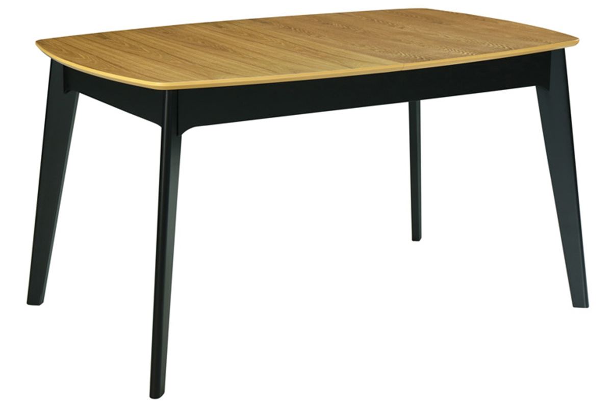 Table extensible rallonges int�gr�es rectangulaire bois et noir L140-180 cm MEENA