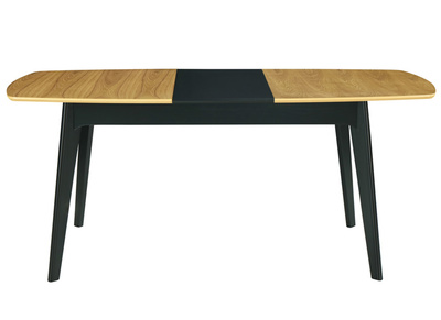 Table extensible rallonges int&eacute;gr&eacute;es rectangulaire bois et noir L140-180 cm MEENA