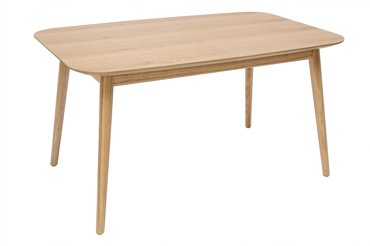 Table extensible rallonges int�gr�es rectangulaire en bois clair ch�ne L140-170 cm ANK