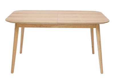 Table extensible rallonges int&eacute;gr&eacute;es rectangulaire en bois clair ch&ecirc;ne L140-170 cm ANK