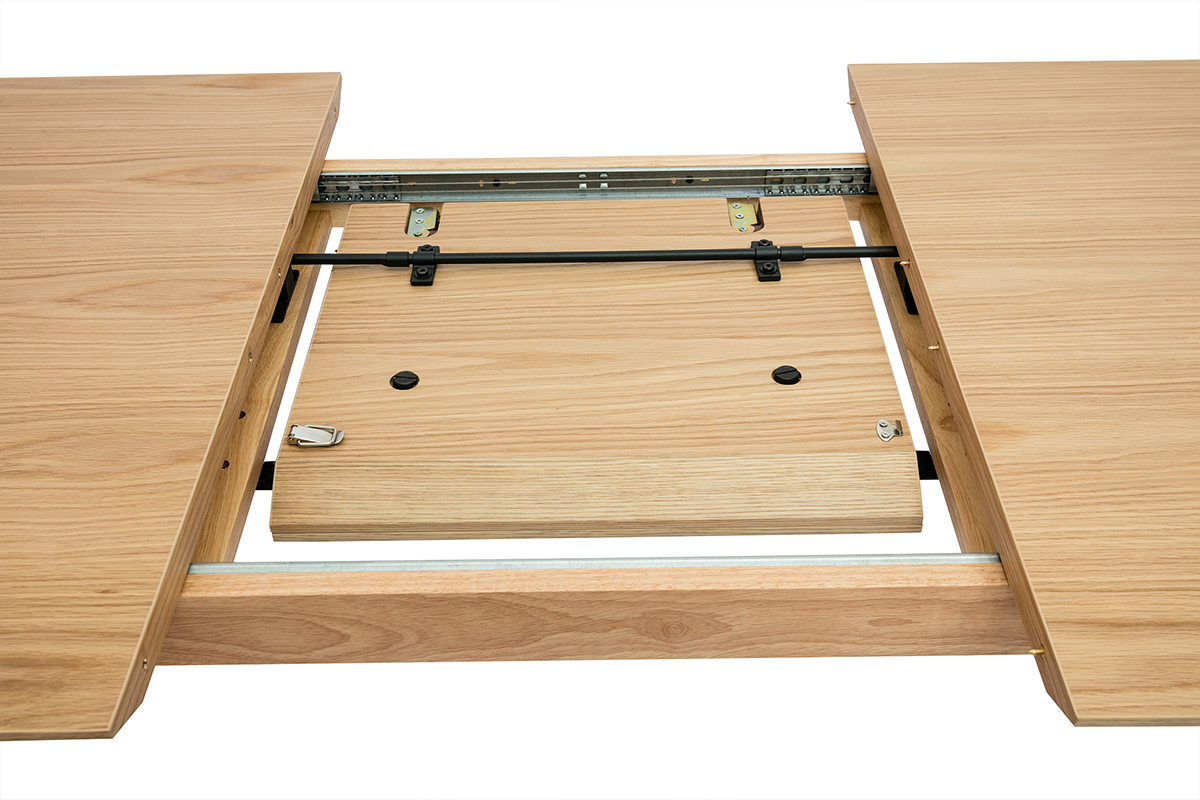 Table extensible rallonges int�gr�es rectangulaire en bois clair ch�ne L160-210 cm ANK