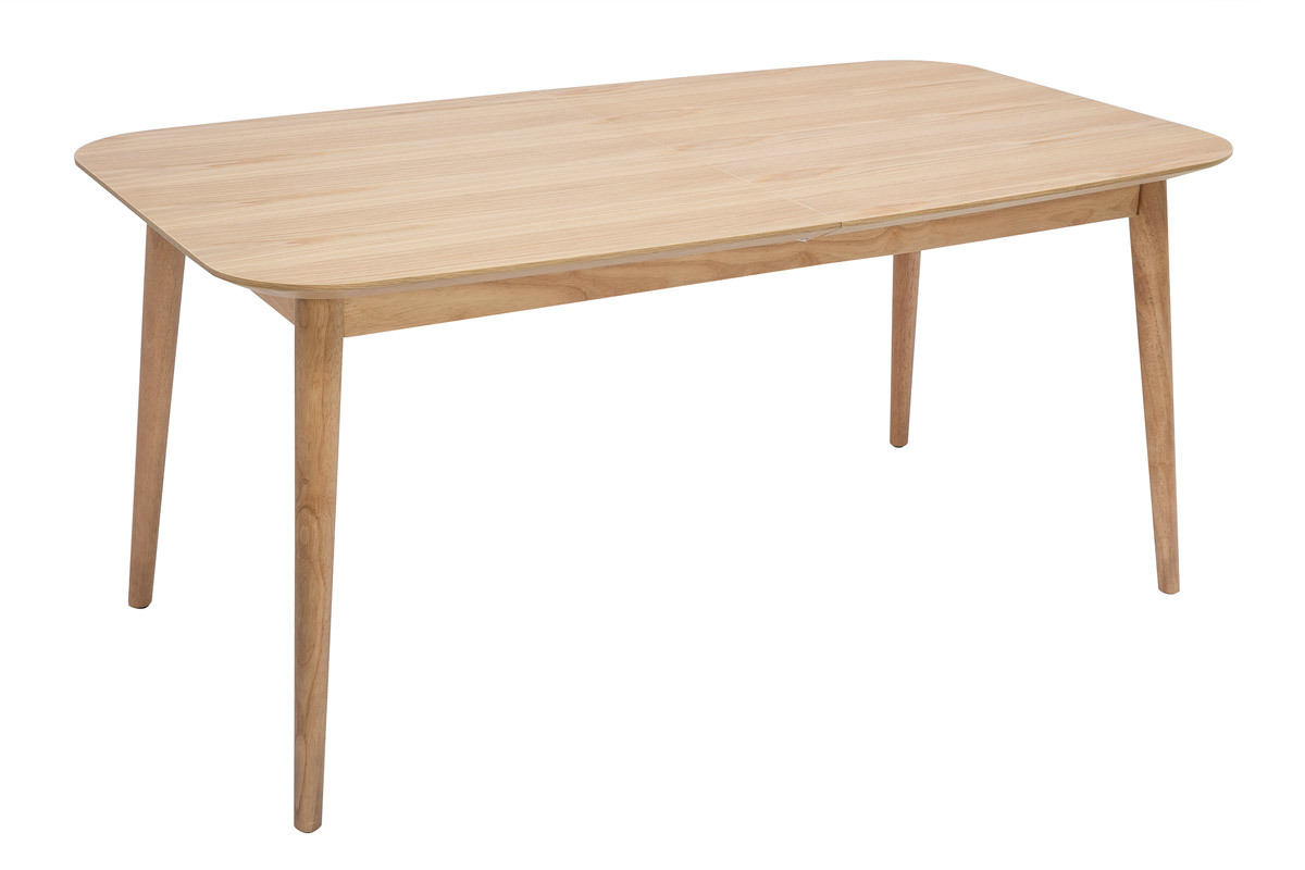 Table extensible rallonges int�gr�es rectangulaire en bois clair ch�ne L160-210 cm ANK