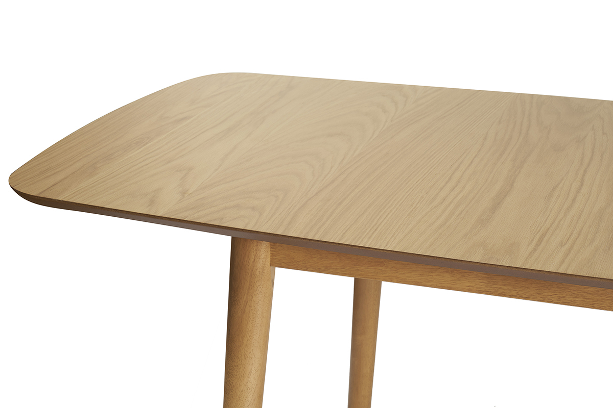 Table extensible rallonges int�gr�es rectangulaire en bois clair ch�ne L180-220 cm EGO