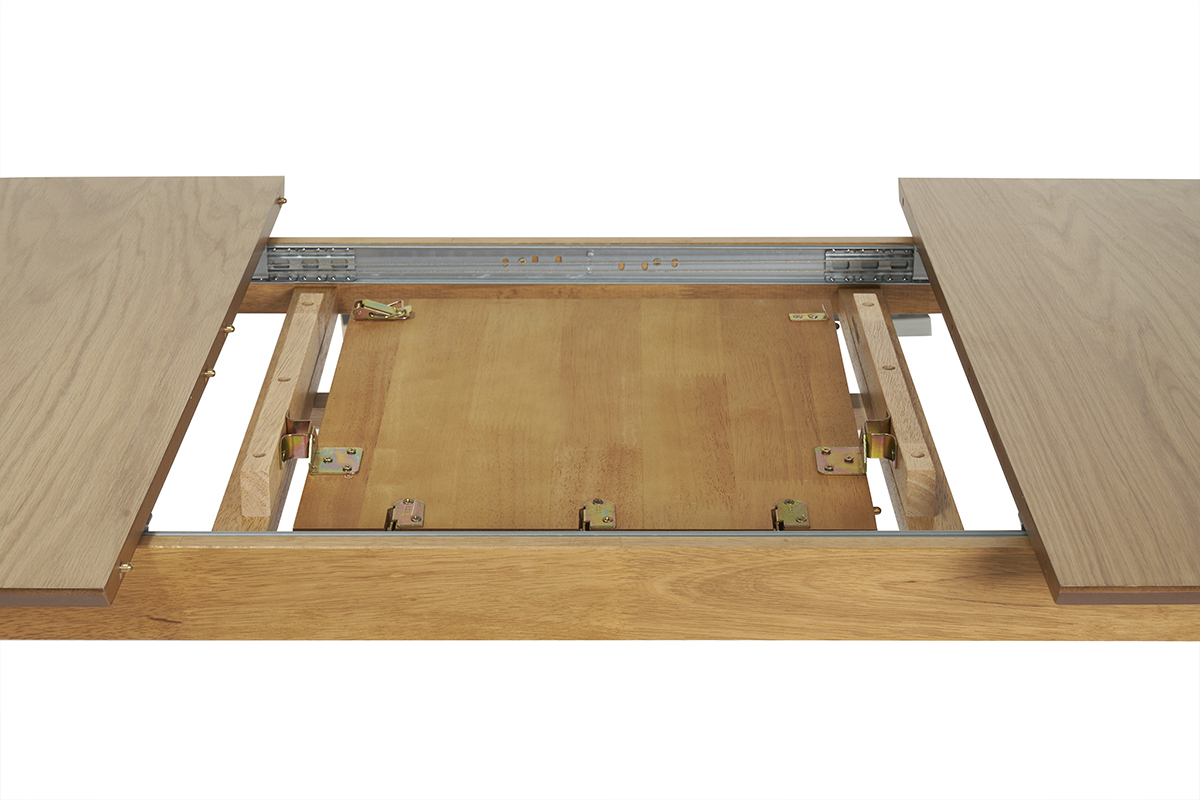 Table extensible rallonges int�gr�es rectangulaire en bois clair ch�ne L180-220 cm EGO