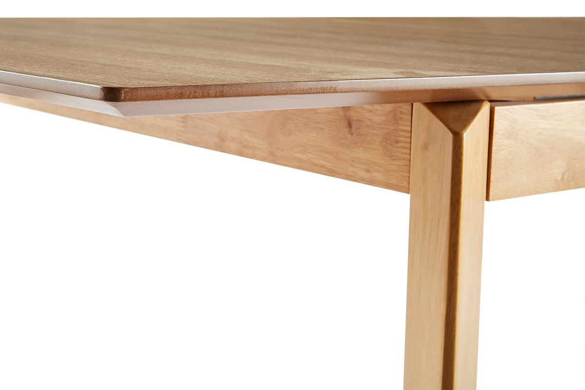 Table extensible rallonges int�gr�es rectangulaire en bois clair fr�ne L160-210 cm BONAVISTA