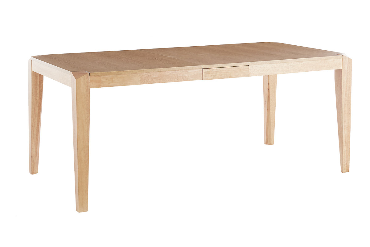 Table extensible rallonges int�gr�es rectangulaire en bois clair L150-180 cm BOLLY