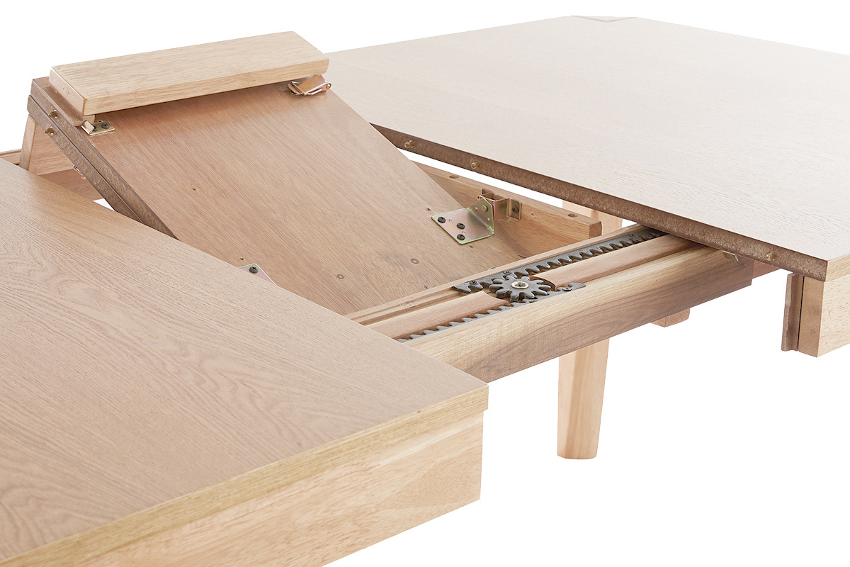 Table extensible rallonges int�gr�es rectangulaire en bois clair L150-180 cm BOLLY