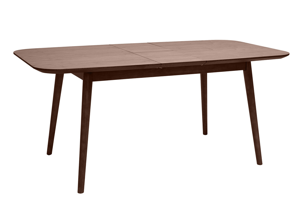 Table extensible rallonges int�gr�es rectangulaire en bois fonc� noyer L140-170 cm ANK
