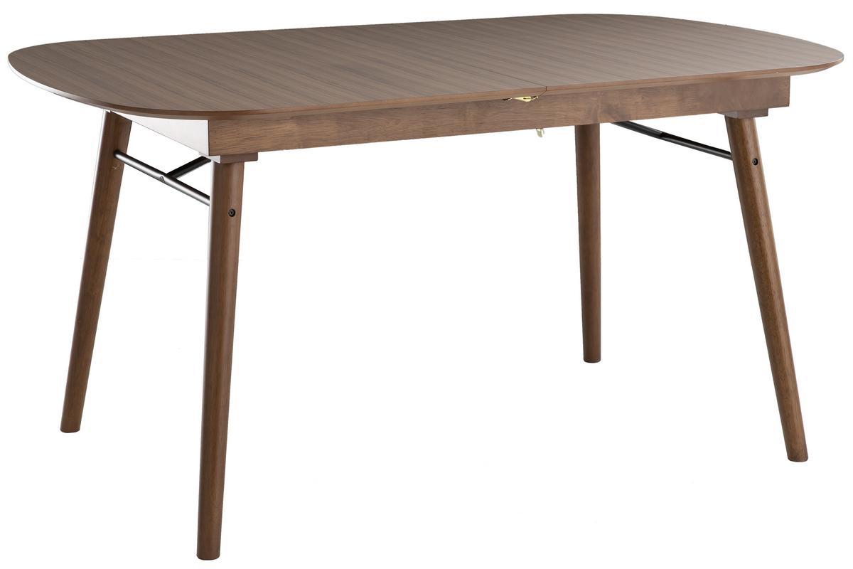 Table extensible rallonges int�gr�es rectangulaire en bois fonc� noyer L150-180 cm SHELDON