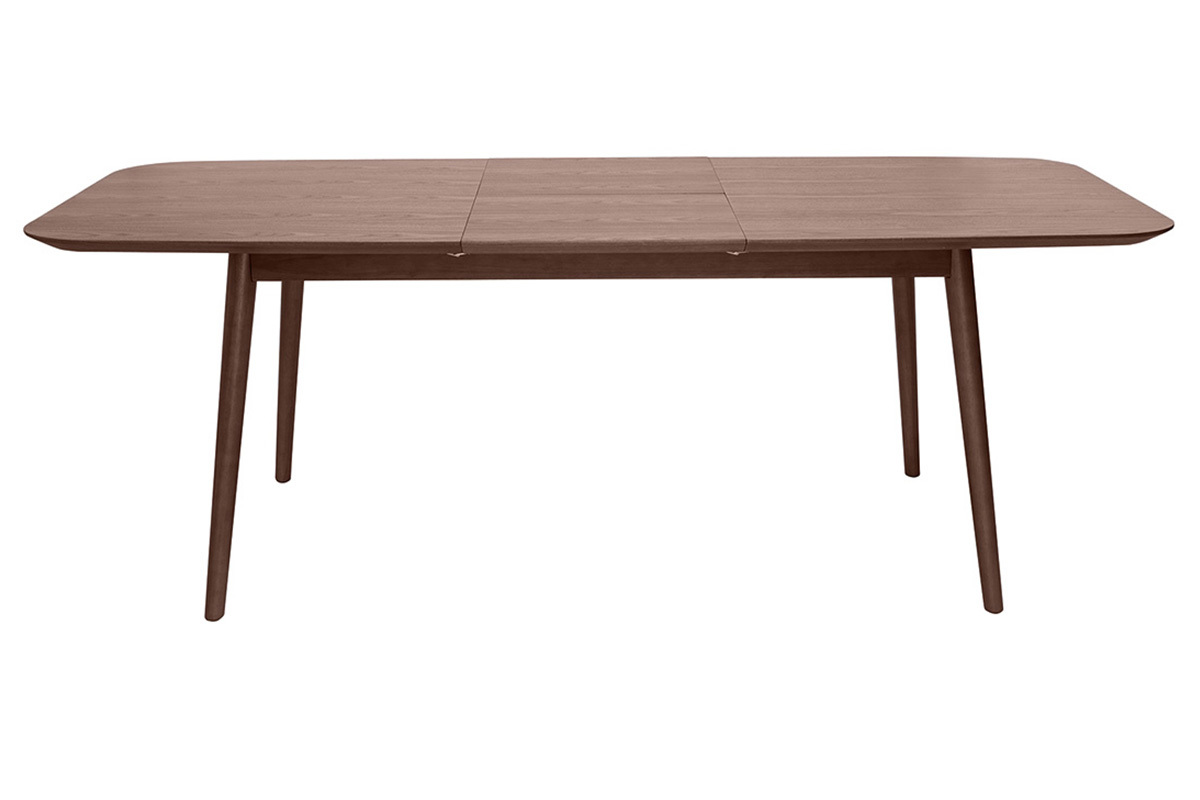 Table extensible rallonges int�gr�es rectangulaire en bois fonc� noyer L160-210 cm ANK