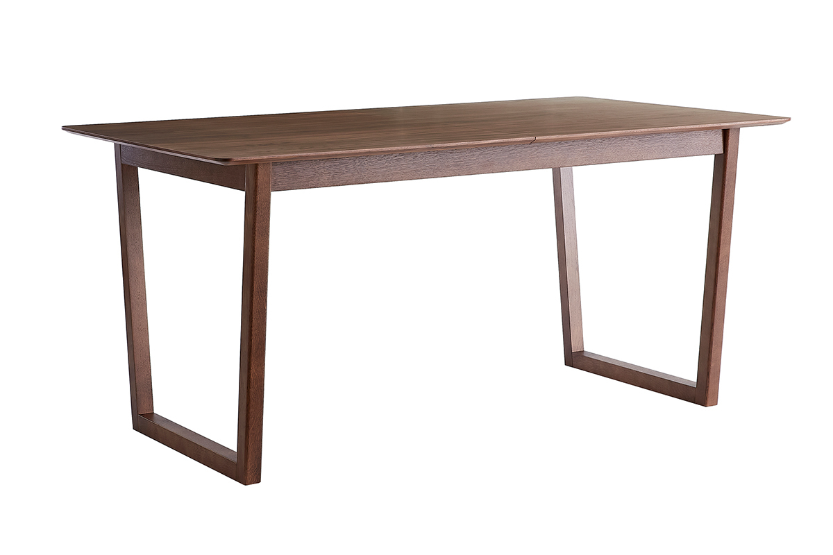 Table extensible rallonges int�gr�es rectangulaire en bois fonc� noyer L160-240 cm LAHO