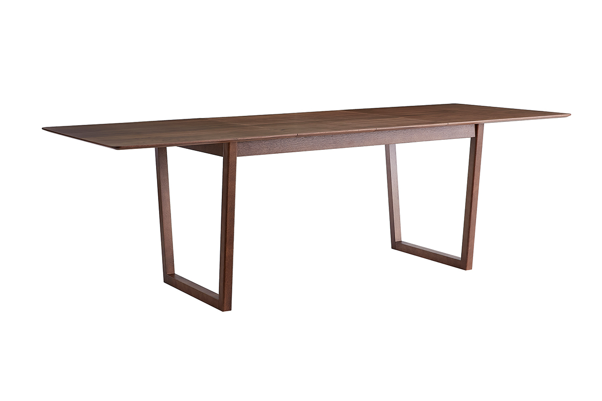 Table extensible rallonges int�gr�es rectangulaire en bois fonc� noyer L160-240 cm LAHO