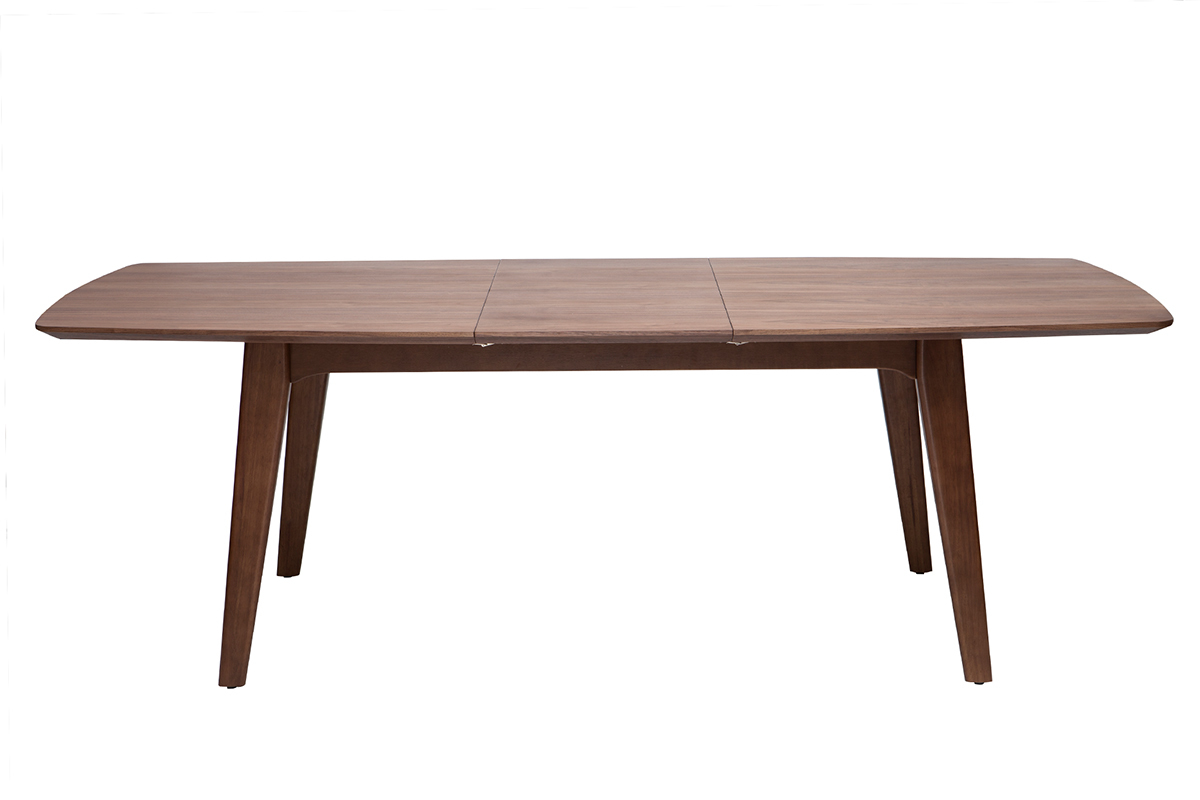 Table extensible rallonges int�gr�es rectangulaire en bois fonc� noyer L180-230 cm FIFTIES