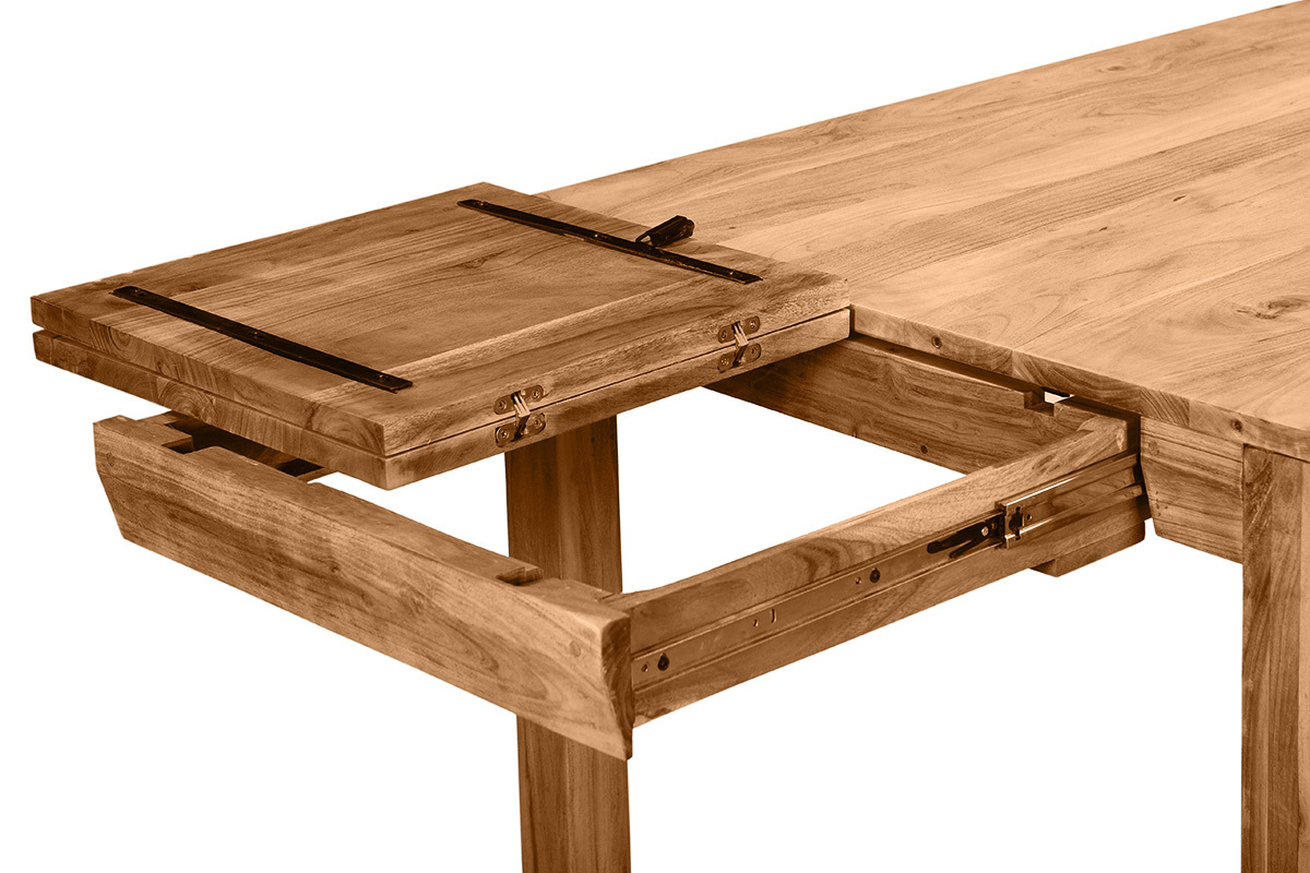 Table extensible rallonges int�gr�es rectangulaire en bois massif L120-210 cm BALTO