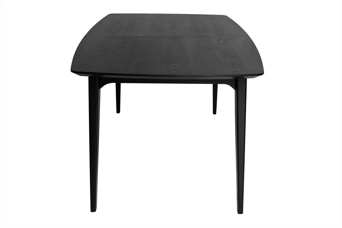 Table extensible rallonges int�gr�es rectangulaire en bois noir fr�ne L180-230 cm FIFTIES