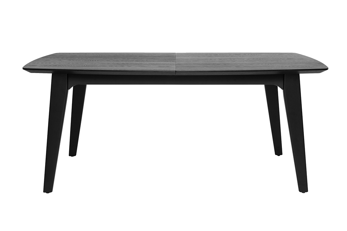 Table extensible rallonges int�gr�es rectangulaire en bois noir fr�ne L180-230 cm FIFTIES