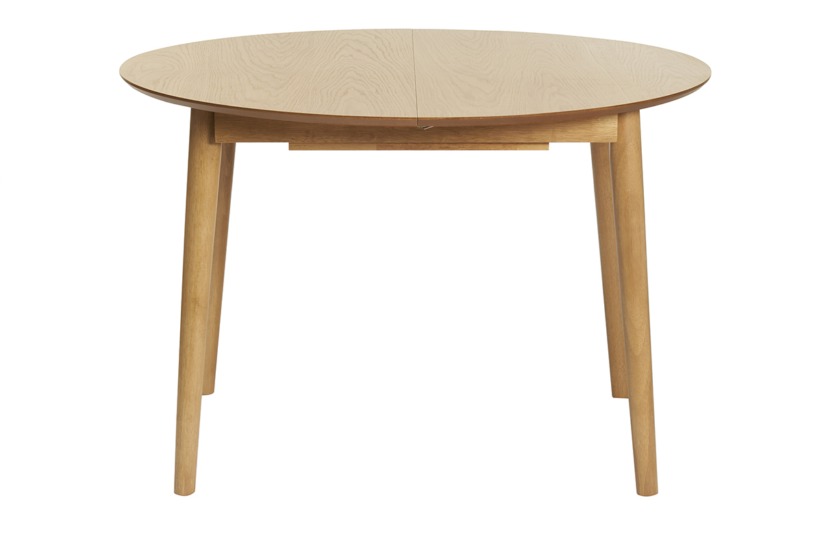 Table extensible rallonges int�gr�es ronde en bois clair ch�ne L115-154 cm EGO