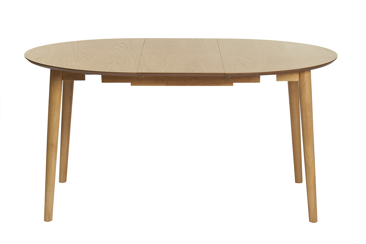 Table extensible rallonges int�gr�es ronde en bois clair ch�ne L115-154 cm EGO