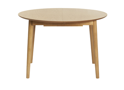 Table extensible rallonges int&eacute;gr&eacute;es ronde en bois clair ch&ecirc;ne L115-154 cm EGO