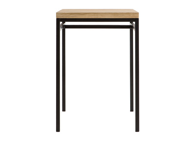 Table haute carr&eacute;e en manguier massif et m&eacute;tal noir L70 cm YPSTER