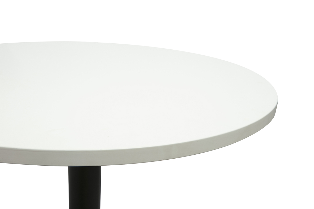 Table haute design ronde blanche et m�tal noir D60 cm CALISTA