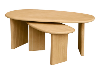 Tables basses gigognes bois clair manguier massif (lot de 2) MARBELLA