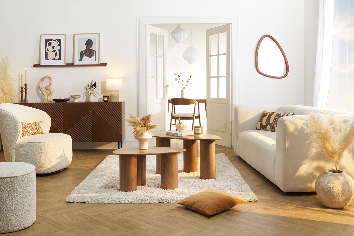 Tables basses gigognes design en bois fonc� (lot de 2) FOLEEN